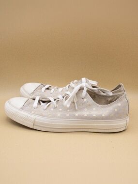 Converse All Star Low Metallic Gold Polk A Dot Suede Shoes Women's Size 9